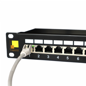 LANMASTER patch panel with indicators, 24 port, STP, cat. 6, 1U